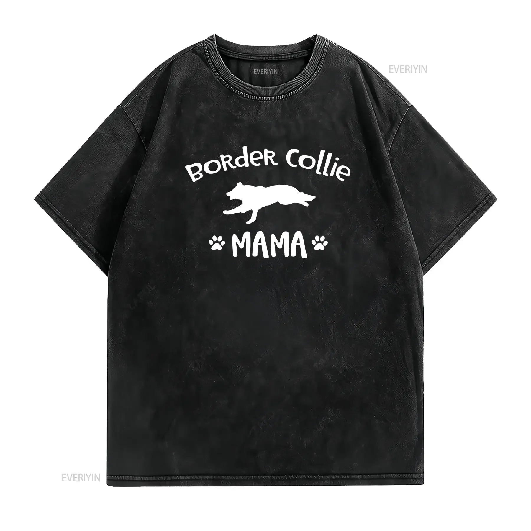 Border Collie Mama T Shirt Mom BC Dog Funny Cute Girlfriend Animal Lover vintage Washed fashion Stylish homme Stretched