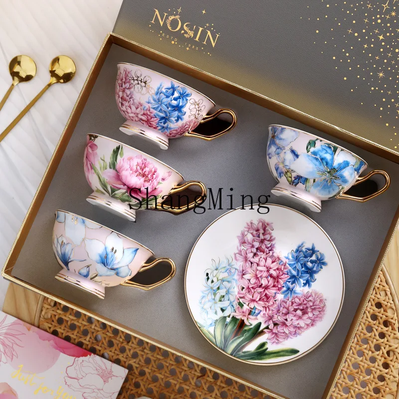 

CL ceramic bone china high-end flower coffee cup set gift box exquisite afternoon tea cup