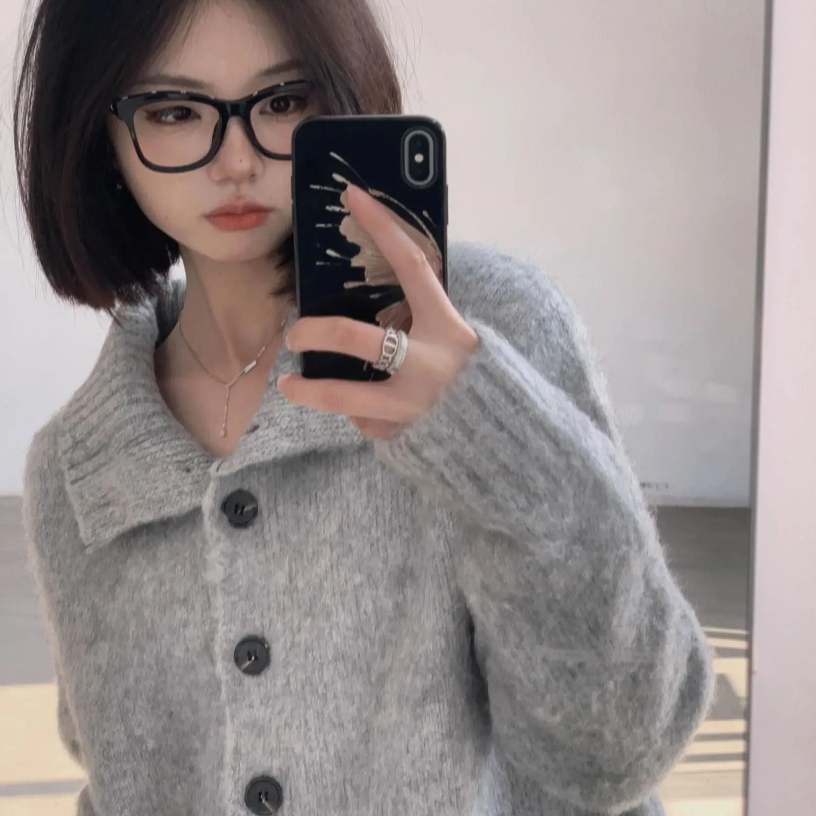 

Свитера Джемперы Кардиганы Женский кардиган Yk2 Массивная текстура Плетеный узор Свободный зимний готический панк-стиль Теплый толстый красочный