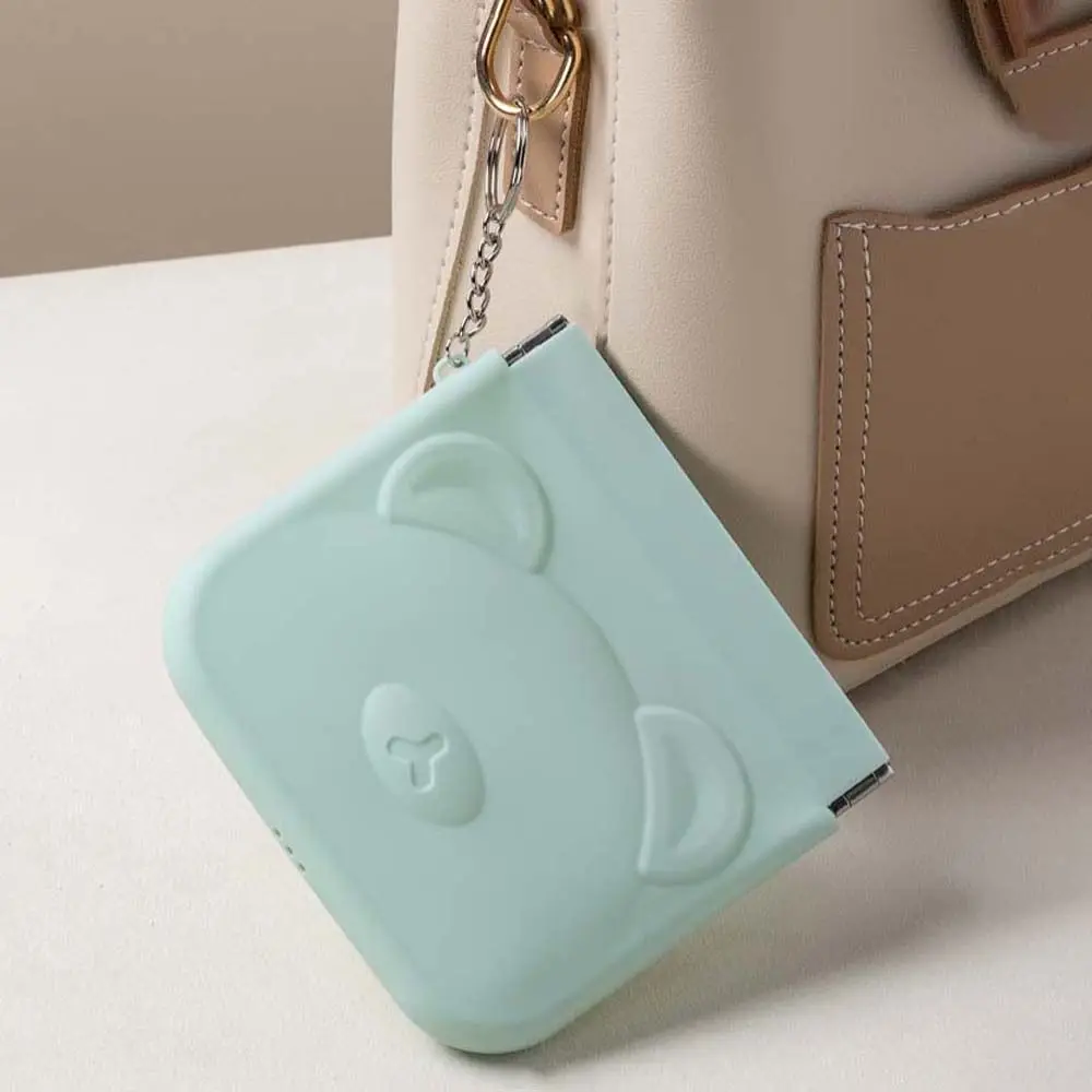 Solid Color Silicone Bear Coin Purse Large Capacity Cartoon Animal Self-closing Lipstick Bag Storage Bag Waterproof