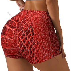 Sexy tight hip sports shorts Red Snake Skin fitness women's comfortable yoga shorts