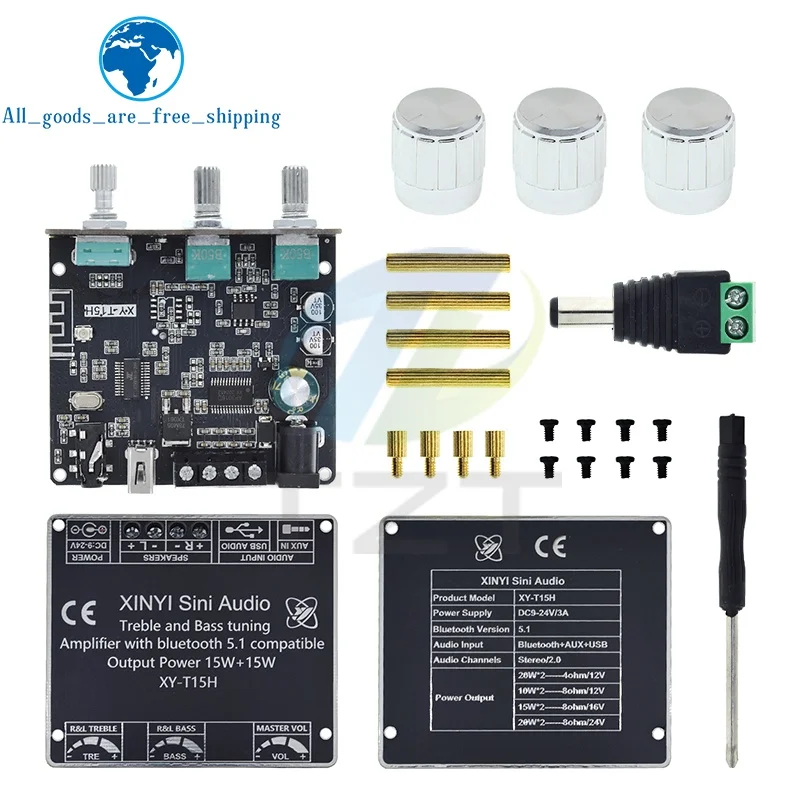 

XY-T15H Bluetooth 5.1 Digital Power Amplifier Board Module 15W+15W 2.0 Channel Stereo AMP Board For DIY Wireless Speaker