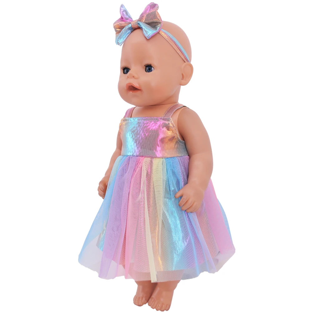 Cute Pink Series Doll Accessories,Rainbow Skirts,Dresses,Suitable For 43Cm Rebirth Doll 18 Inch Doll DIY Toy Gift,Our Generation