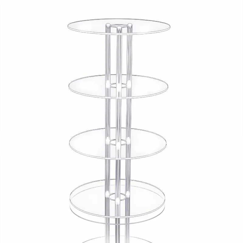 Transparent Acrylic Round Cake Stand for Desserts, Cupcake Rack, Pastry Candy Display Stand for Wedding, Event, Birthday Party