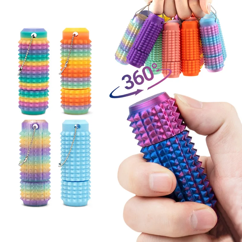 3D Printed Bearing Rotating Pressure Relief Massager Stick Fidget Toys Spiky Mini Portable Hanging Ornaments Creative Toys Gifts