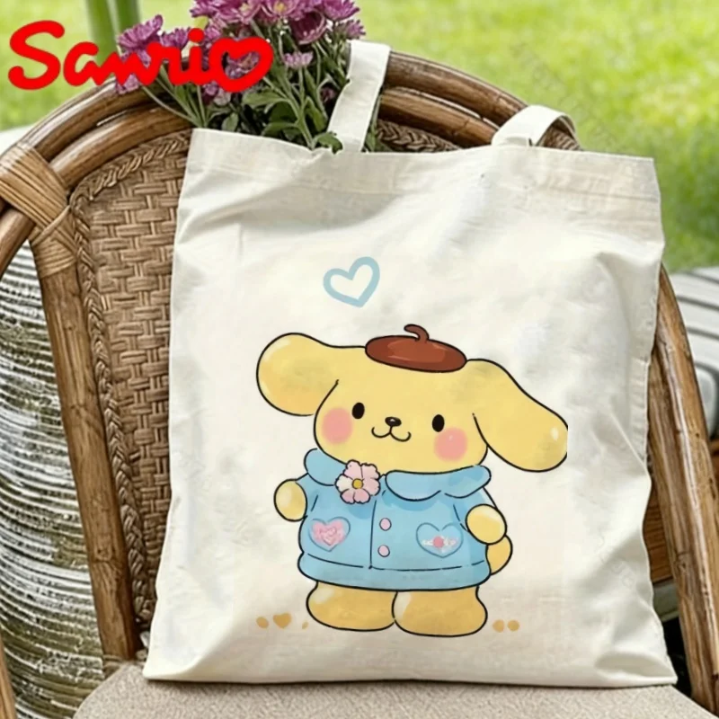 

1PC Sanrio Pompompurin Canvas Tote Bag Eco-friendly Reusable Shoulder Bag