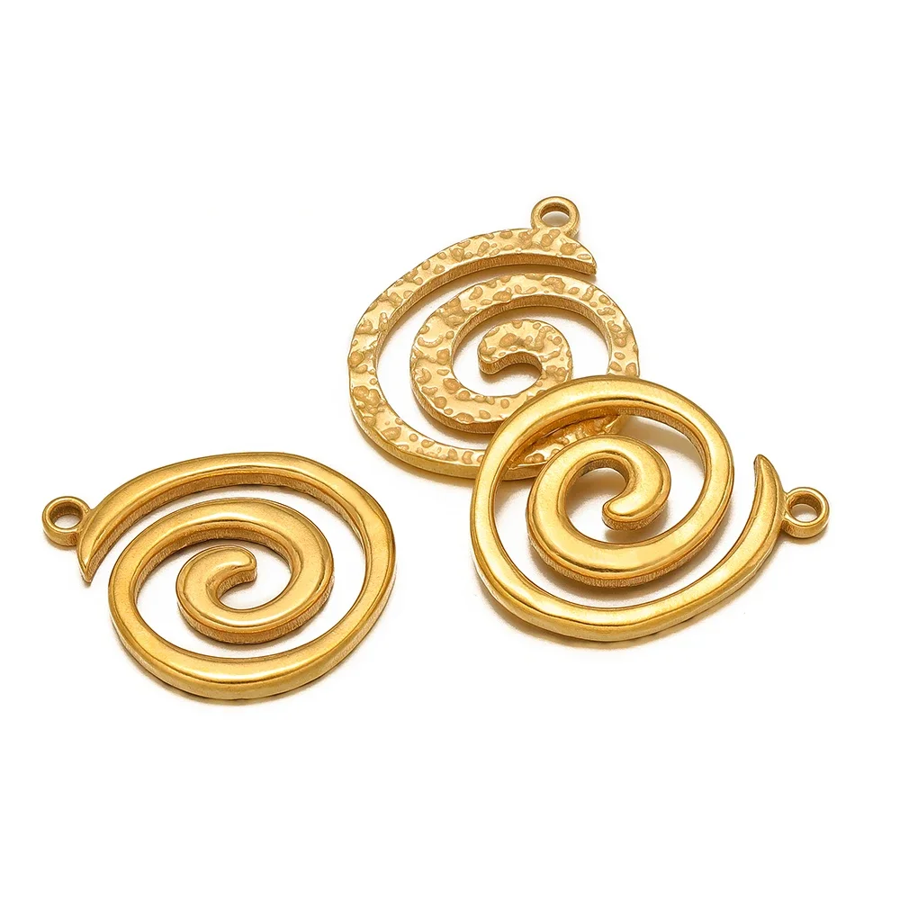 

5pcs Stainless Steel Gold Color Round Vortex Charms Spiral Swirl Pendant for DIY Necklaces Earrings Jewelry Accessories Supplies