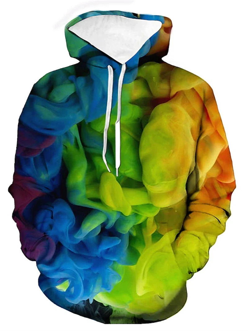 Rainbow Paint Splatter Tie-dye 3D Hoodie Men Women Fashion Casual Sweatshirts Street Hoodies Mens Clothing Comfort Y2k Clothes