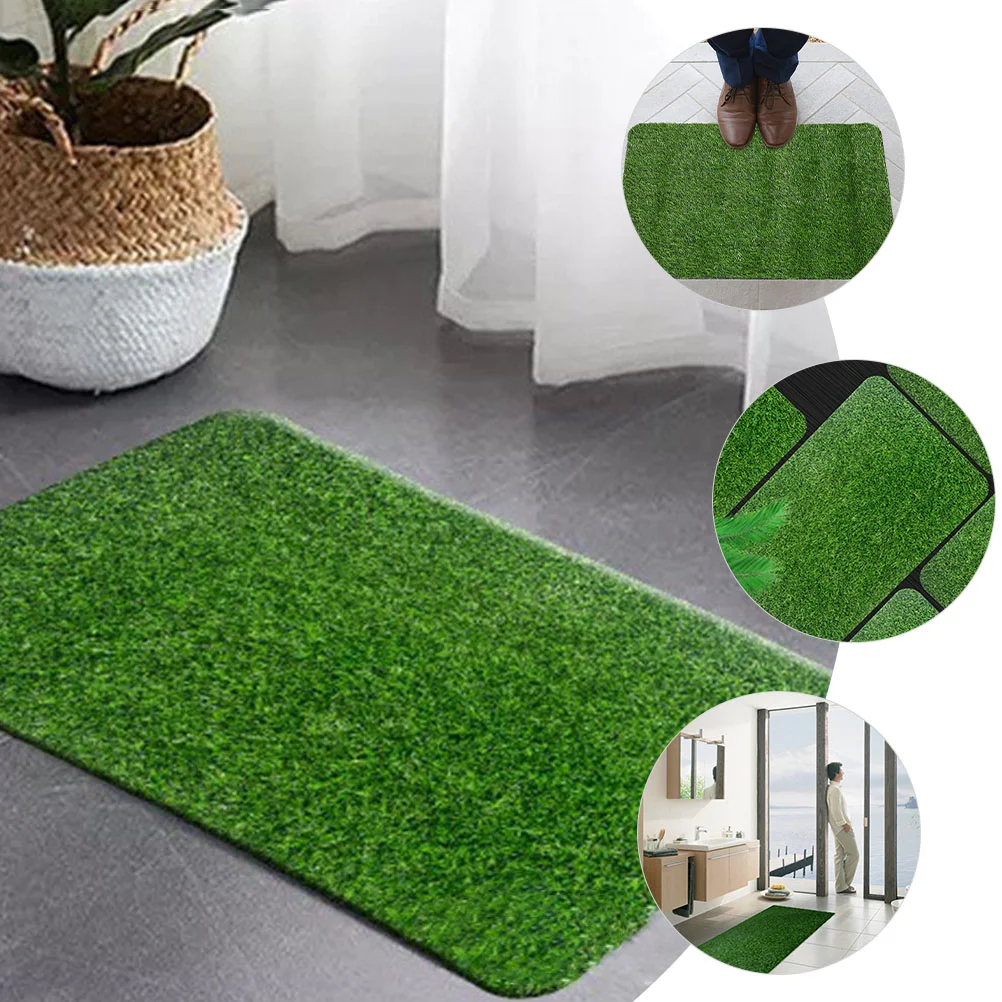 Front Door Mat Artificial Turf Rug Doormats Green Portable Grass Outdoor Plastic Rubber Floor