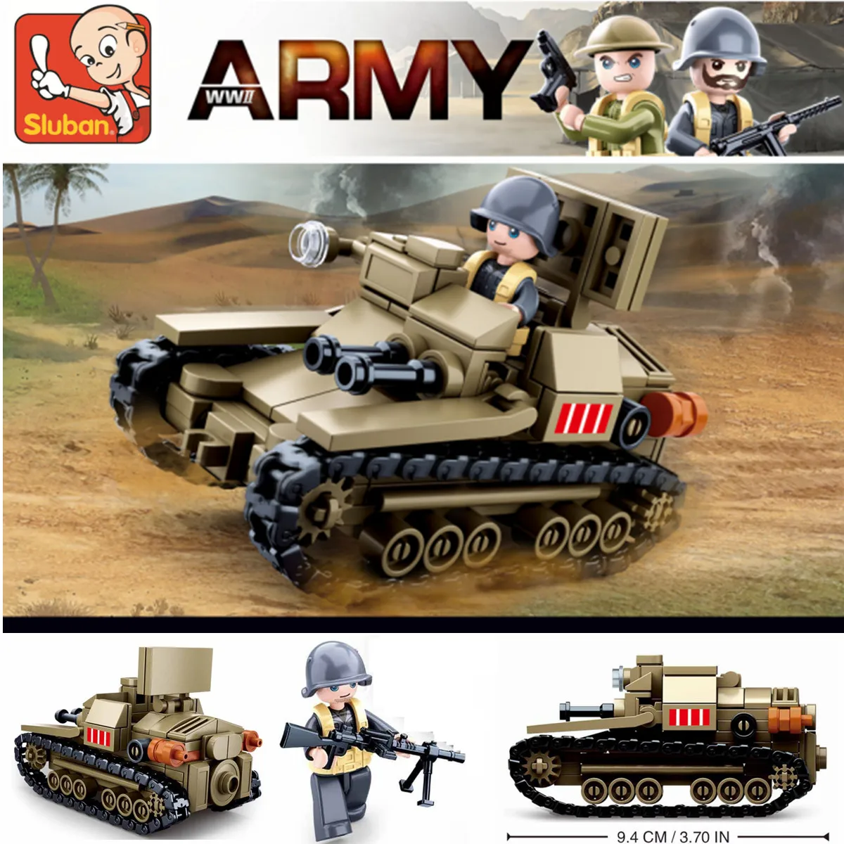 

Sluban Building Block Toys WW2 Army CV33 Light Tank 183PCS Bricks B0709 Military Construction Compatbile With Leading Brands