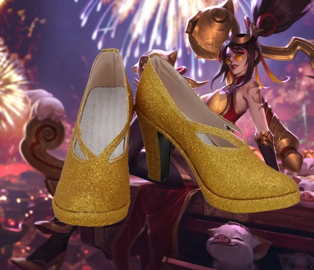 The Night Hunter Shauna Vayne Cosplay BootsGolden High Heels Custom Made
