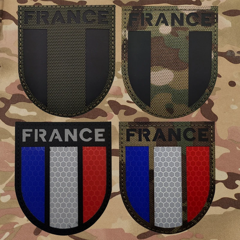 Militare RAID GIGN francia riflettente IR Patch bandiera a forma di scudo della francia Patch per cappello borsa da braccio decorare