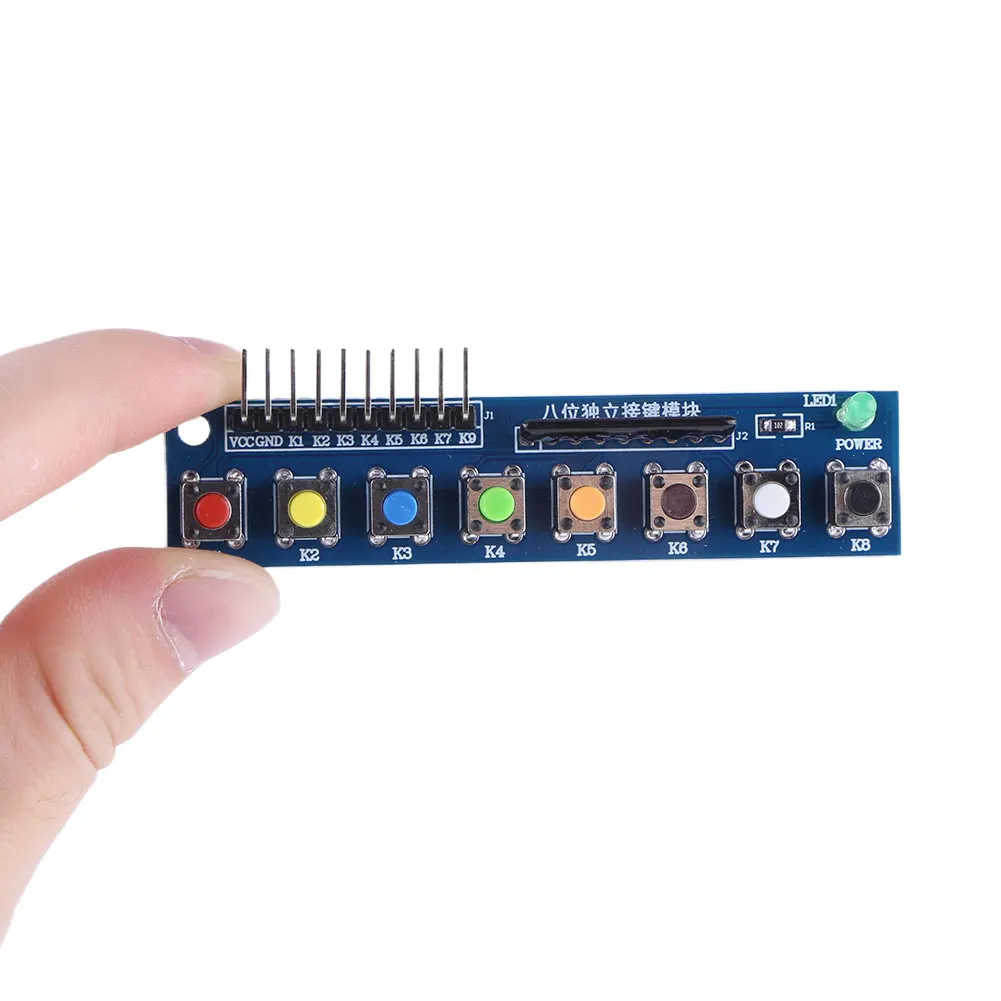 Módulo de teclado com 8 botões independentes 3.3-5V com módulo de teclado indicador LED para Arduino ARM Raspberry Pi