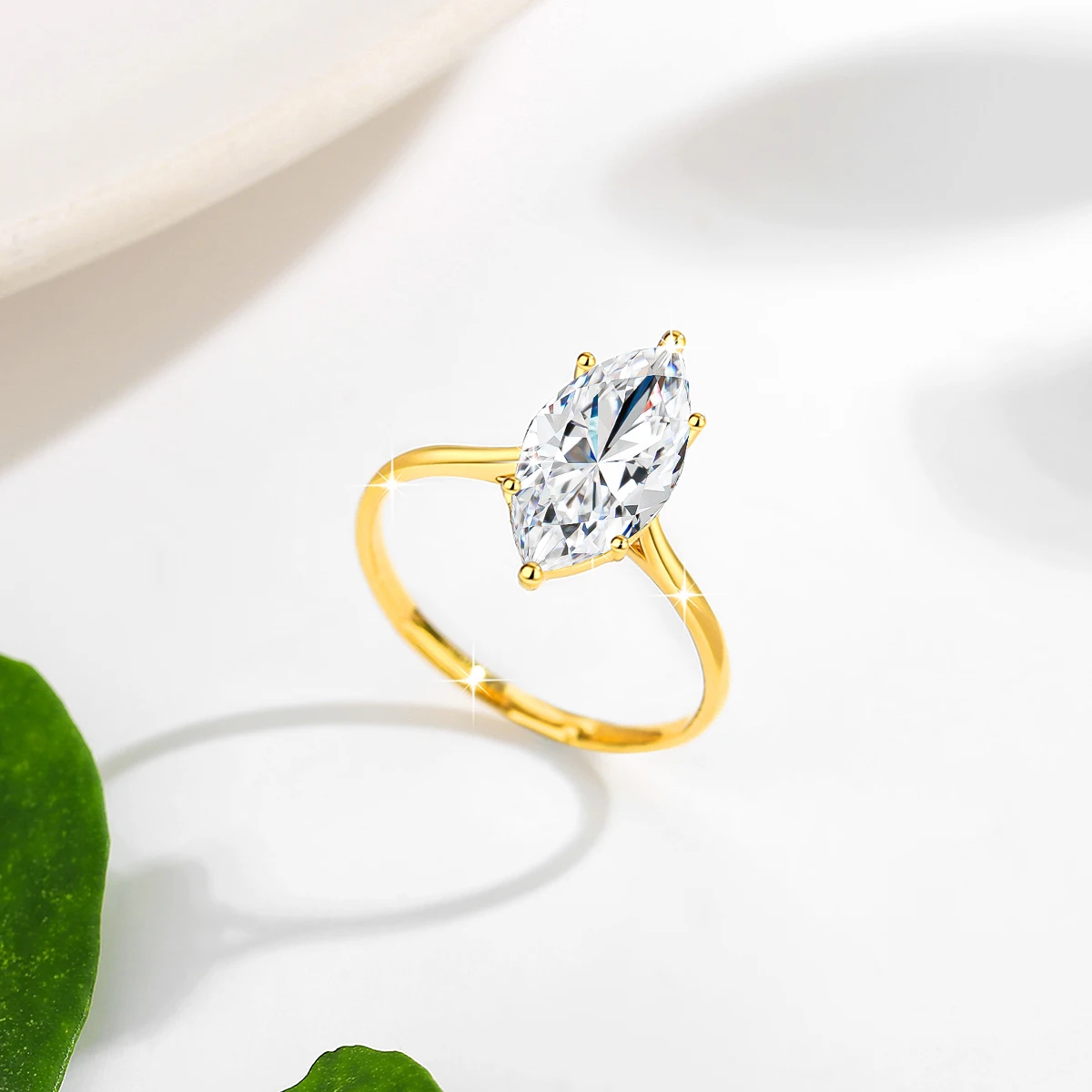 Marquise Cut Moissanite Ring 3ct 14k Gold 100% Real 7*14mm Stone Engagement Au585 K Gold Anniversary Jewelry With Certificate