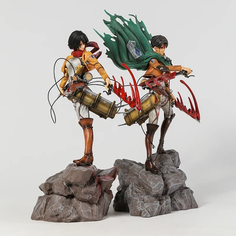 Attack on Titan Mikasa Levi Ackerman Battle Damage Ver Collection Figure Figurine Model Statue