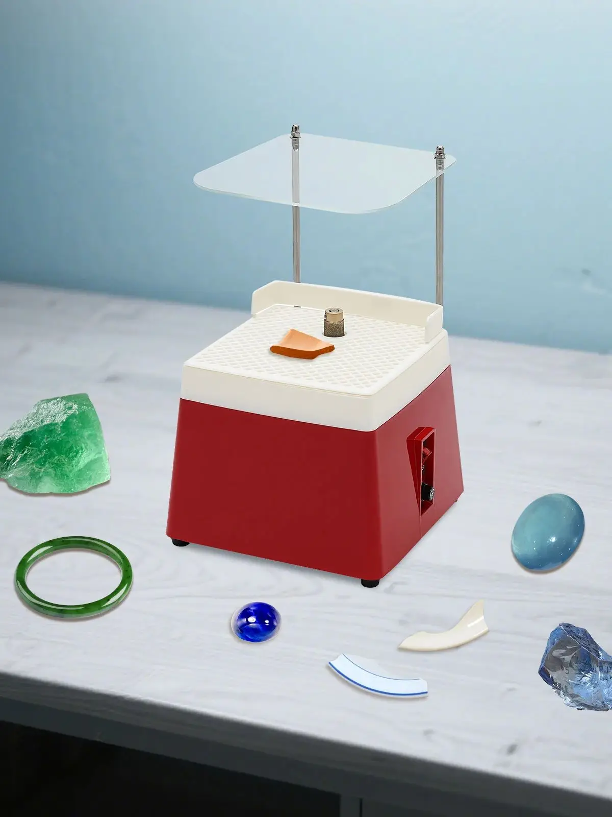 Buntglasmühle mit Schallwandhalterung, automatische Wasserfüllung, 65 W hocheffiziente Sicherheitsschleifmaschine, für die Glasverarbeitung