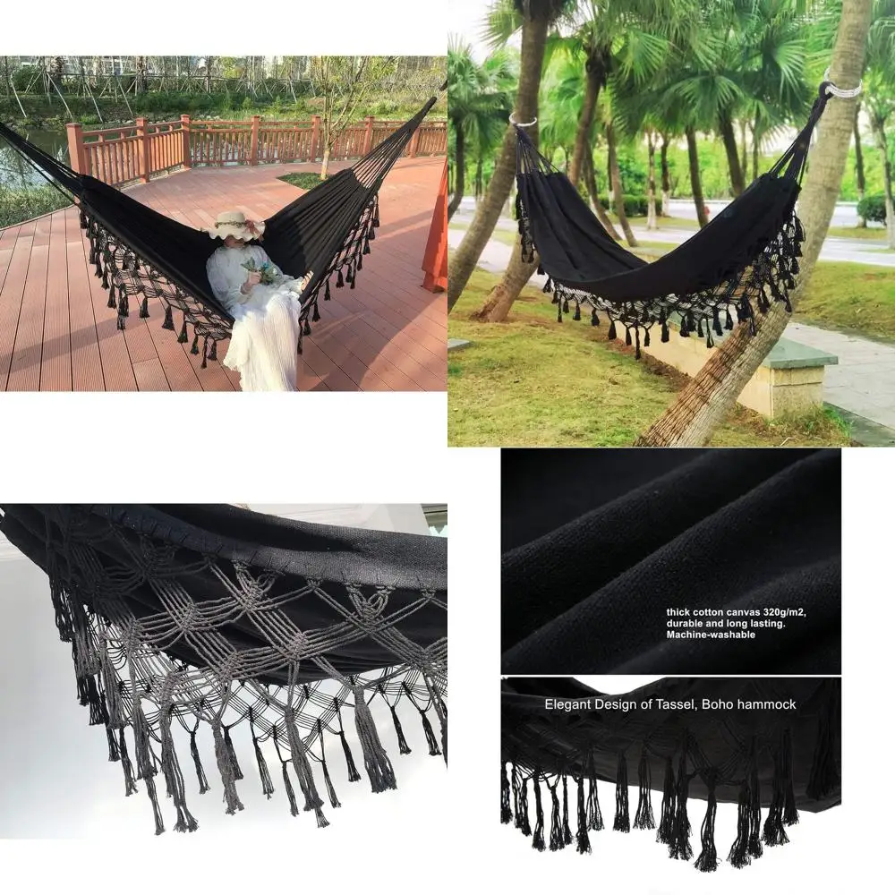 

Двойной гамак из хлопчатобумажного холста для кемпинга на открытом воздухе и использования в помещении — вмещает 2 взрослых