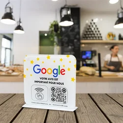 Custom Google Review QR Code Sign, Placa de mídia social acrílica, Google NFC Scan Code, Promova seu negócio