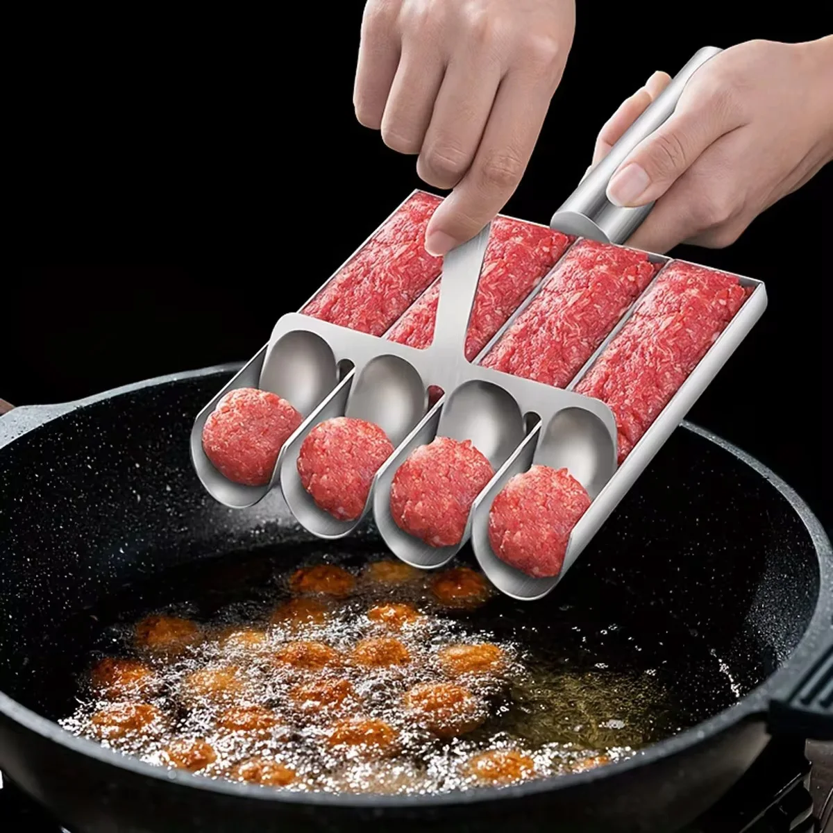 Meatball Maker With Matching Scoop, Household Stainless Steel Hot Pot Shrimp Paste Ball Mold, Meat Filling Press, Restaurant Coo
