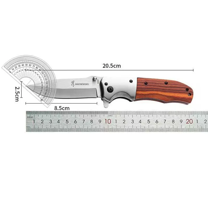 Outdoor folding knife High hardness protection Portable colorful wooden handle knife Tactical sabre Stainless steel fruit knife