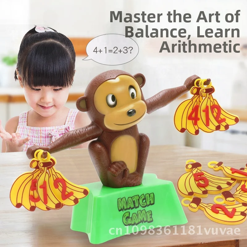 Aides pédagogiques en mathématiques pour enfants, jeu de société d'équilibre de singe banane, ajout et soustraction des nombres, jouet intellectuel pour l'éducation précoce