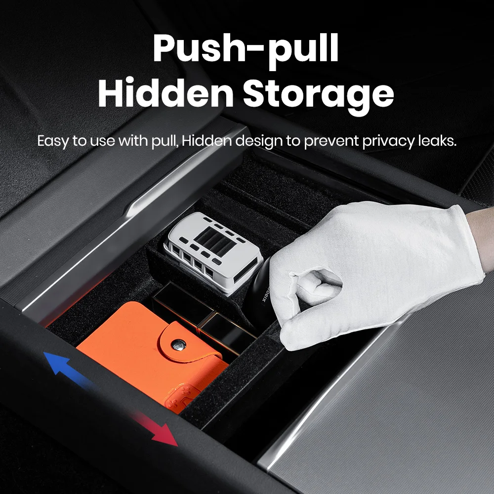 YZ For Tesla Highland Model 3 Y Juniper Center Armrest Hidden Box Holder Console Organizer Car Storage Box  Accessories