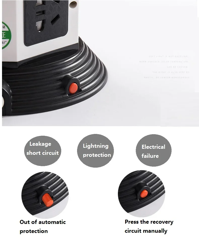 Imagem -04 - Tower Power Strip Vertical Desktop Multi Socket Cabo de Extensão Proteção contra Sobrecarga 11 15 Tomada com Dual Usb 18 m