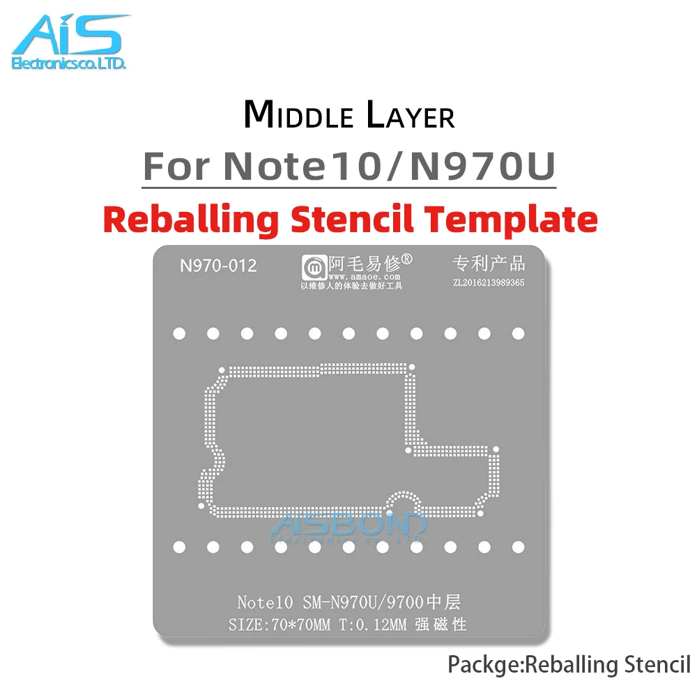 Amaoe BGA Middle Layer Reballing Stencil Template Station For Samsung Note10 N970U N9700 Solder Tin Planting Net