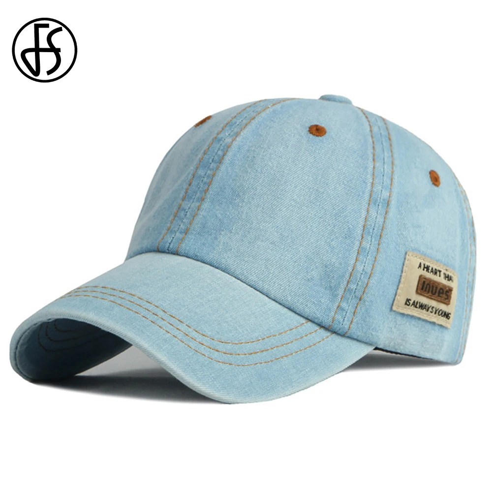 FS Vintage Blue Denim Caps For Men Brand Women Baseball Hat Winter Windproof Trucker Hats Snapback Hip Hop Cap Bones Masculinos