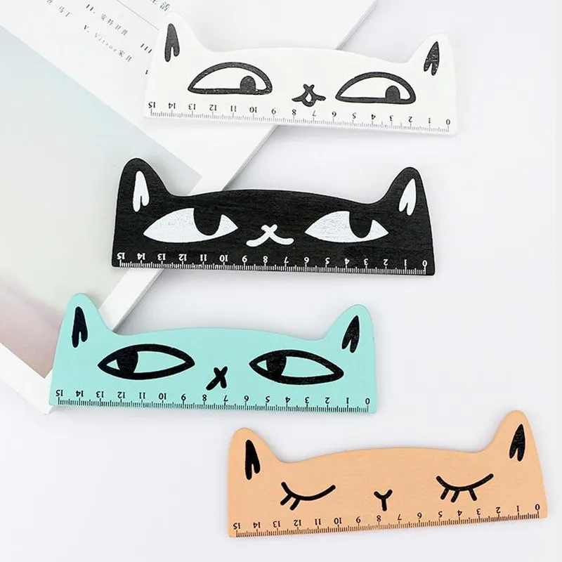 30 Pcs/lot Cartoon cat wooden ruler straight ruler office school supplies student stationery party favor