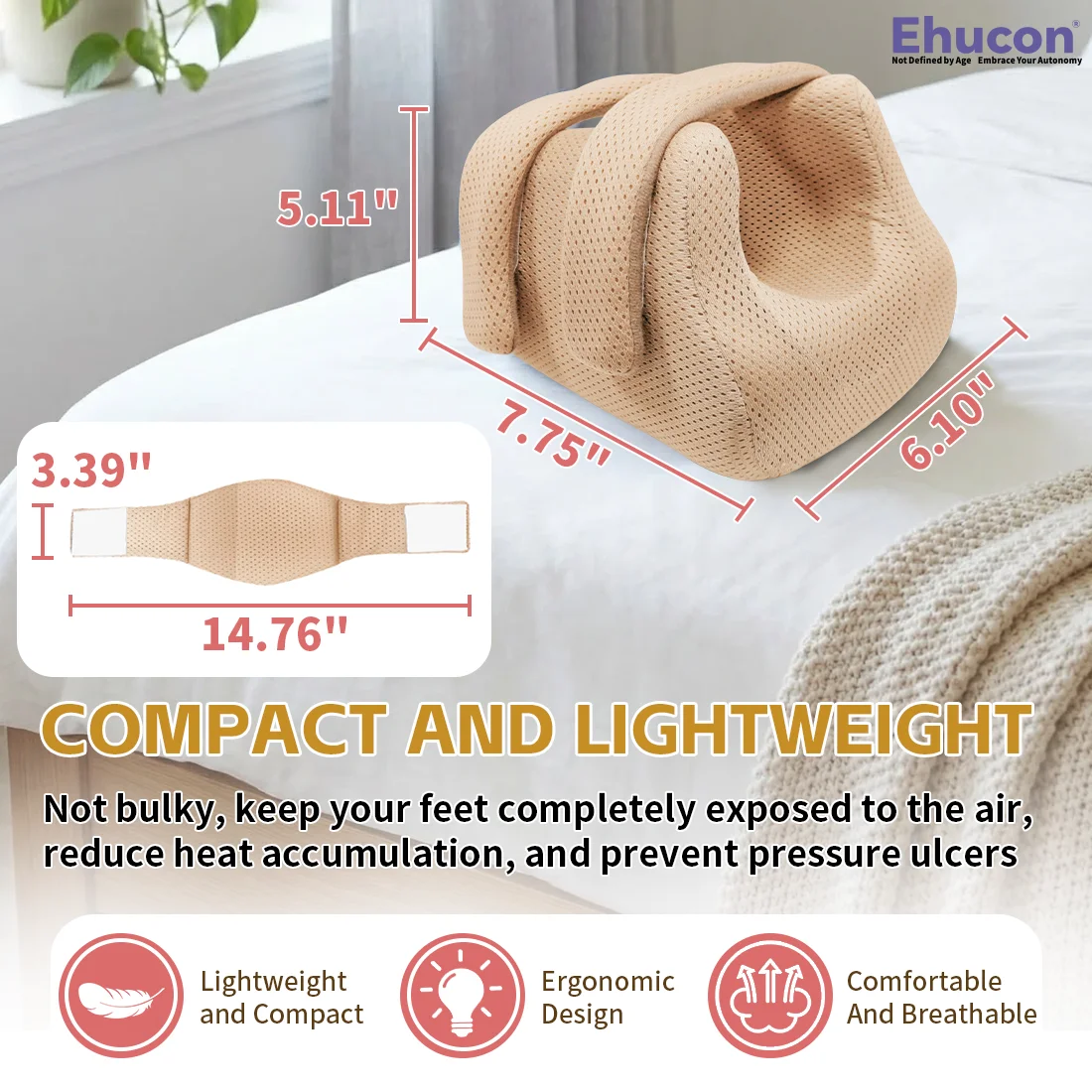 Ehucon 3D Heel Protectors High Elasticity Foam Padding Soft Heel Cushion for Patients with Heel Pain for Pressure Sore Relief
