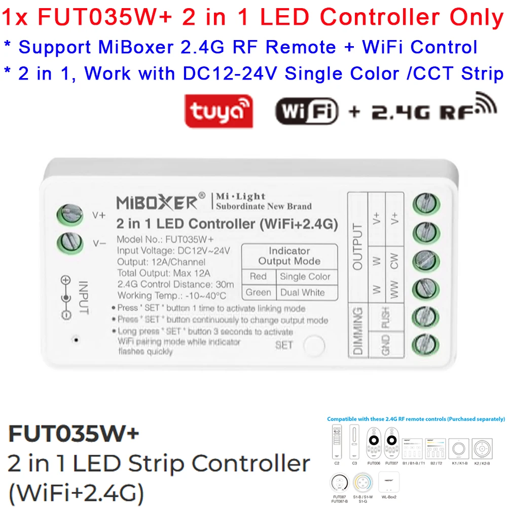 MiBoxer ZigBee /WiFi / 2.4G Smart LED-controller FUT035W+ FUT035S+ DIM CCT FUT037W+ FUT037Z+ RGB RGBW RGBCCT voor LED-strips