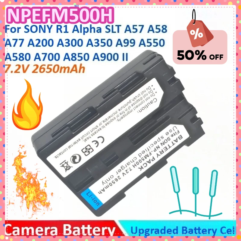 

2650mAh 7.2V NP-FM500H Camera Battery +Charger for SONY R1 for Alpha SLT A57 A58 A65 A77 A200 A300 A350 A99 A550 A560 A580 A700