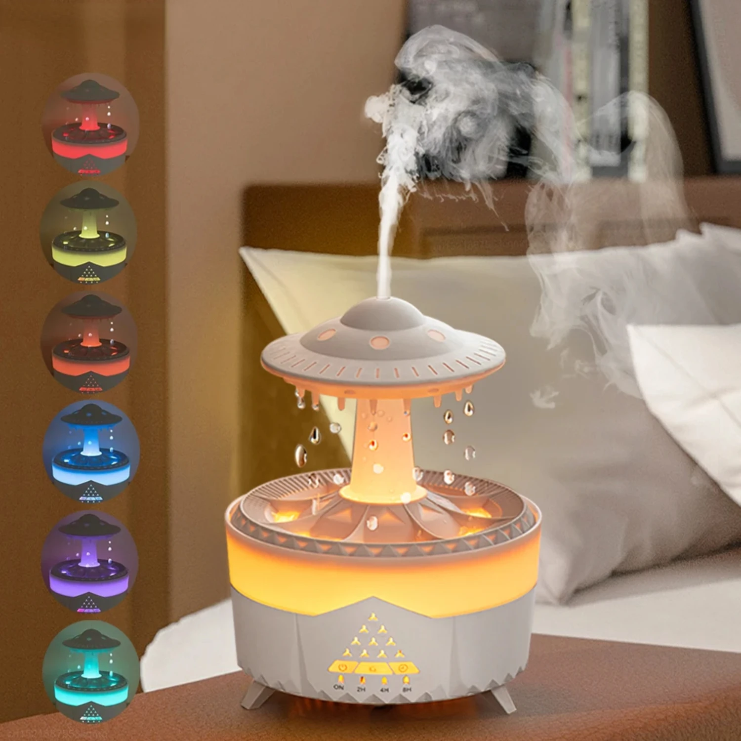 Diffuseur d'aromathérapie de conception de nuage de pluie d'huiles essentielles hydratantes de luxe pour la chambre à coucher-humidificateur d'air de champignons et de gouttes de pluie