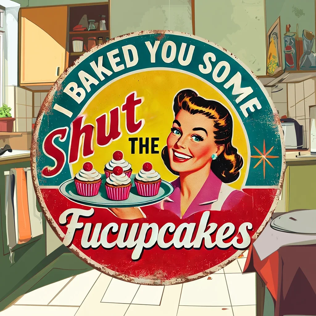 

1 Piece of Charming Retro "I Baked You Some Cake, Shut Up" Wooden Round Kitchen Signage -12x 12 Inch Wooden Wall Art, Suitable