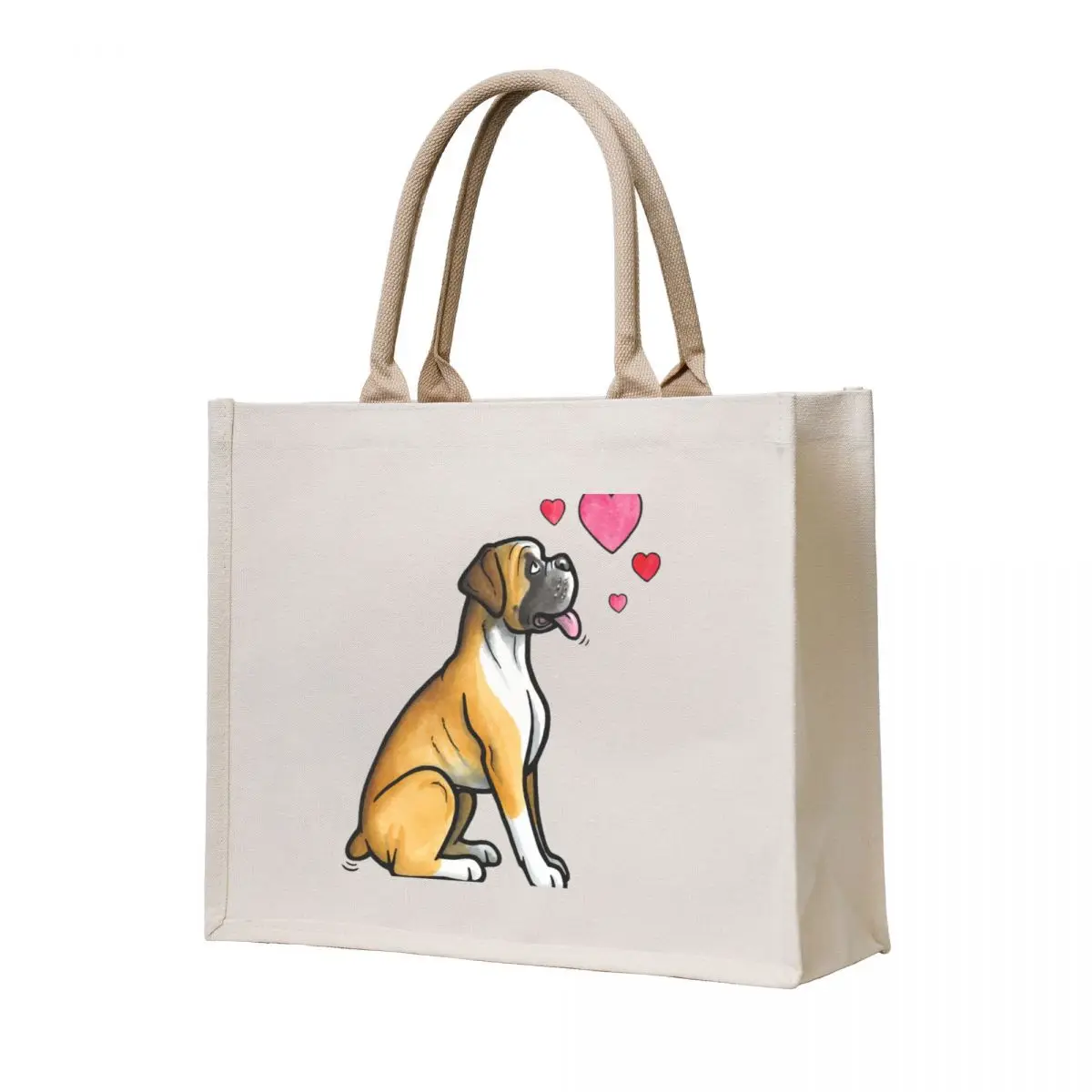 

Boxer dog love Tote Bag Beach bag hand bags foldable reusable bag shopping cart bags