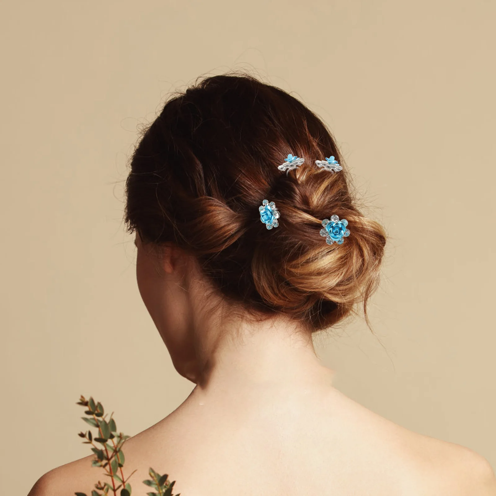 

20pcs Rhinestone Rose Hairpin Elegant Crystal Spiral Barrettes for Womens Wedding Party Bridal Hairclip Accessories