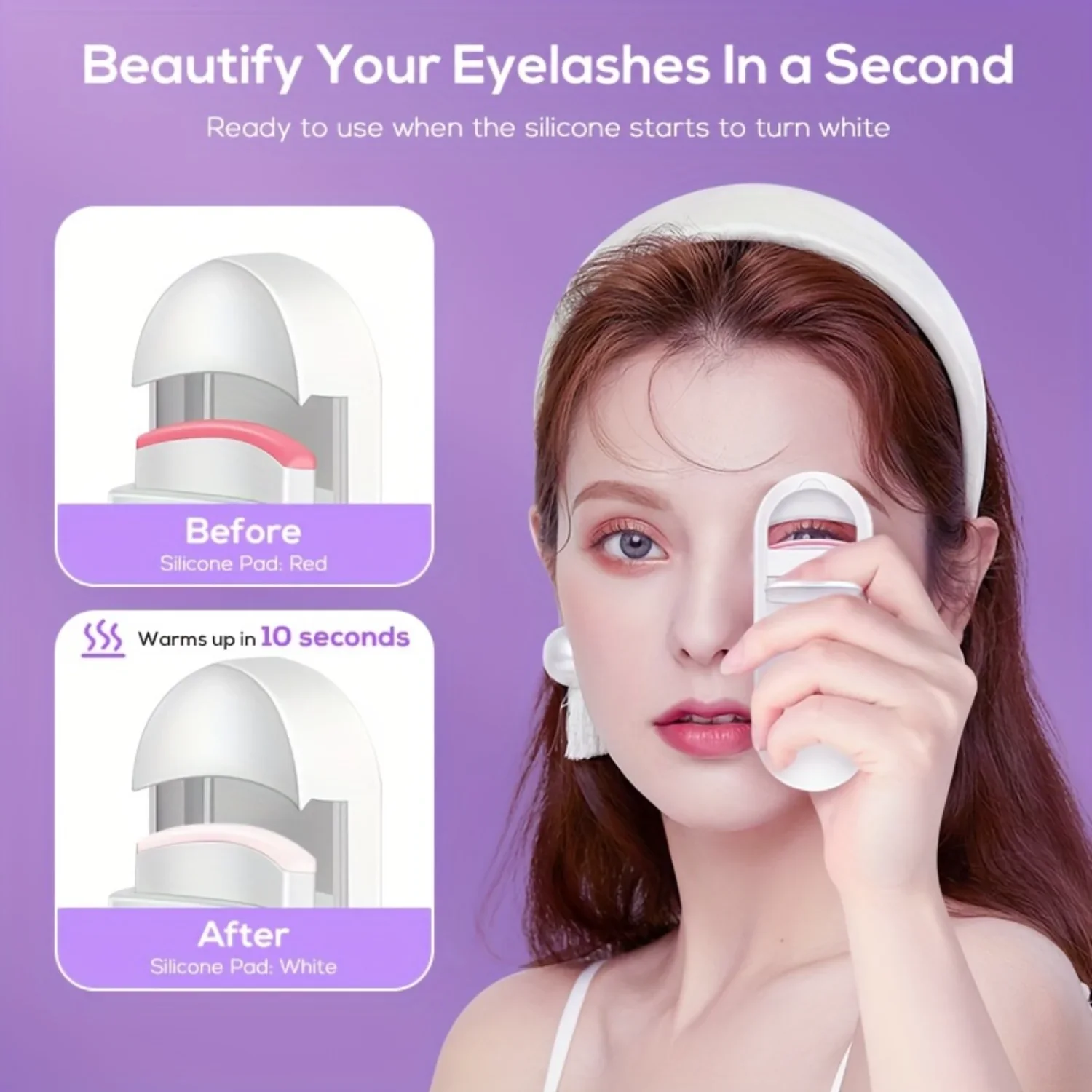 

Heated Rechargeable Eyelash Curler with 3 Heating Modes & Battery Life Display