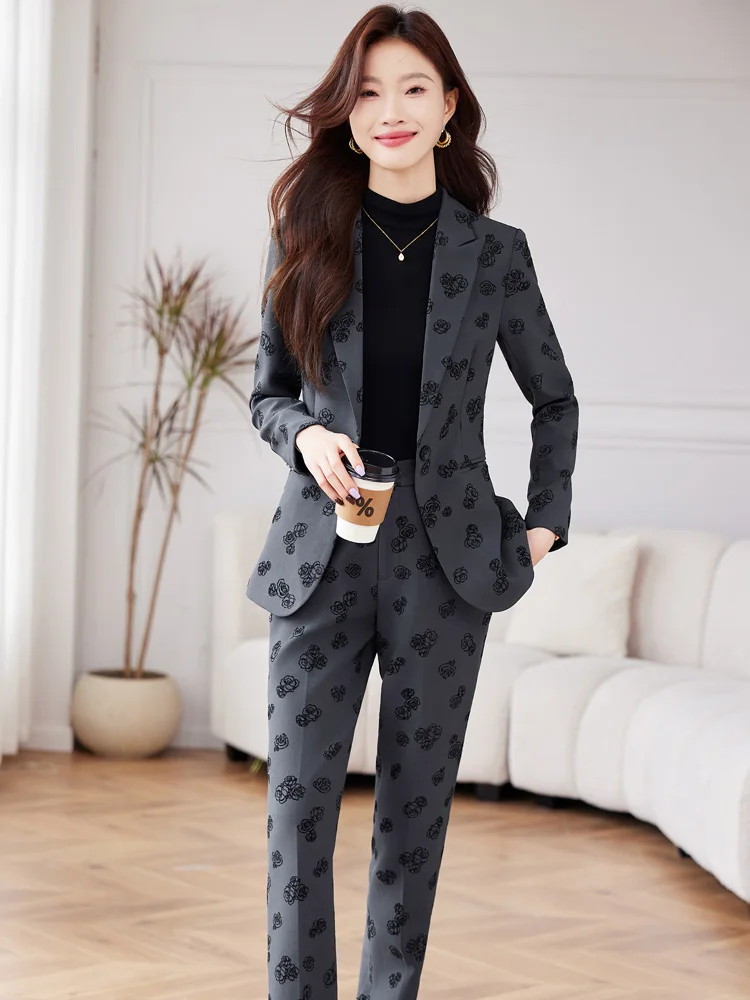 Formal Blazer for Women, Business Suits, Autumn and Winter Work Wear, Jackets and Pants, Quality Office Uniform 2-Piece