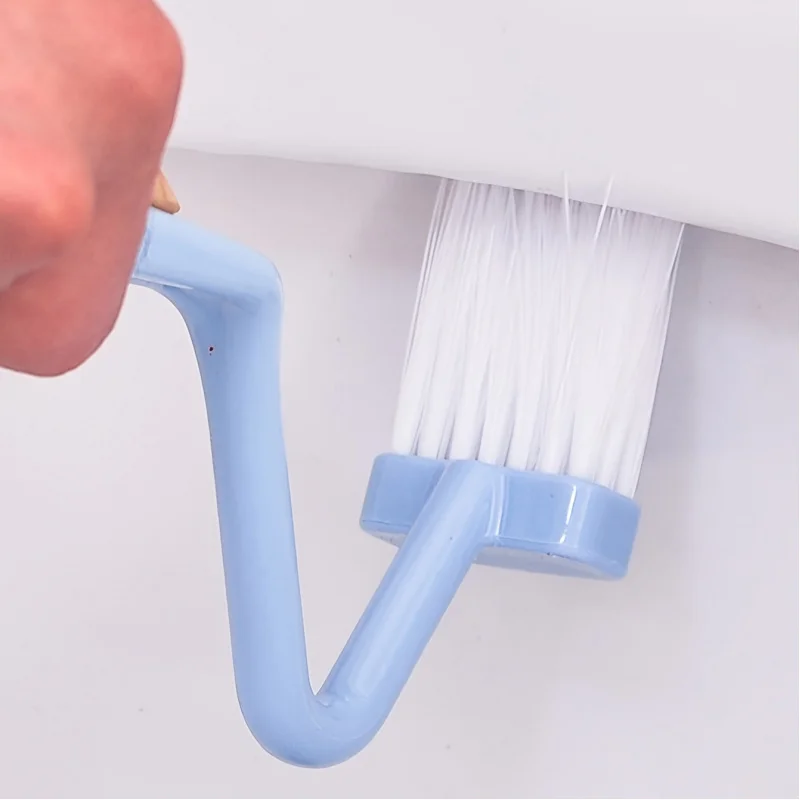 1 brosse de toilette bleue en forme de V : conception innovante en forme d'arc en S pour un nettoyage efficace des toilettes