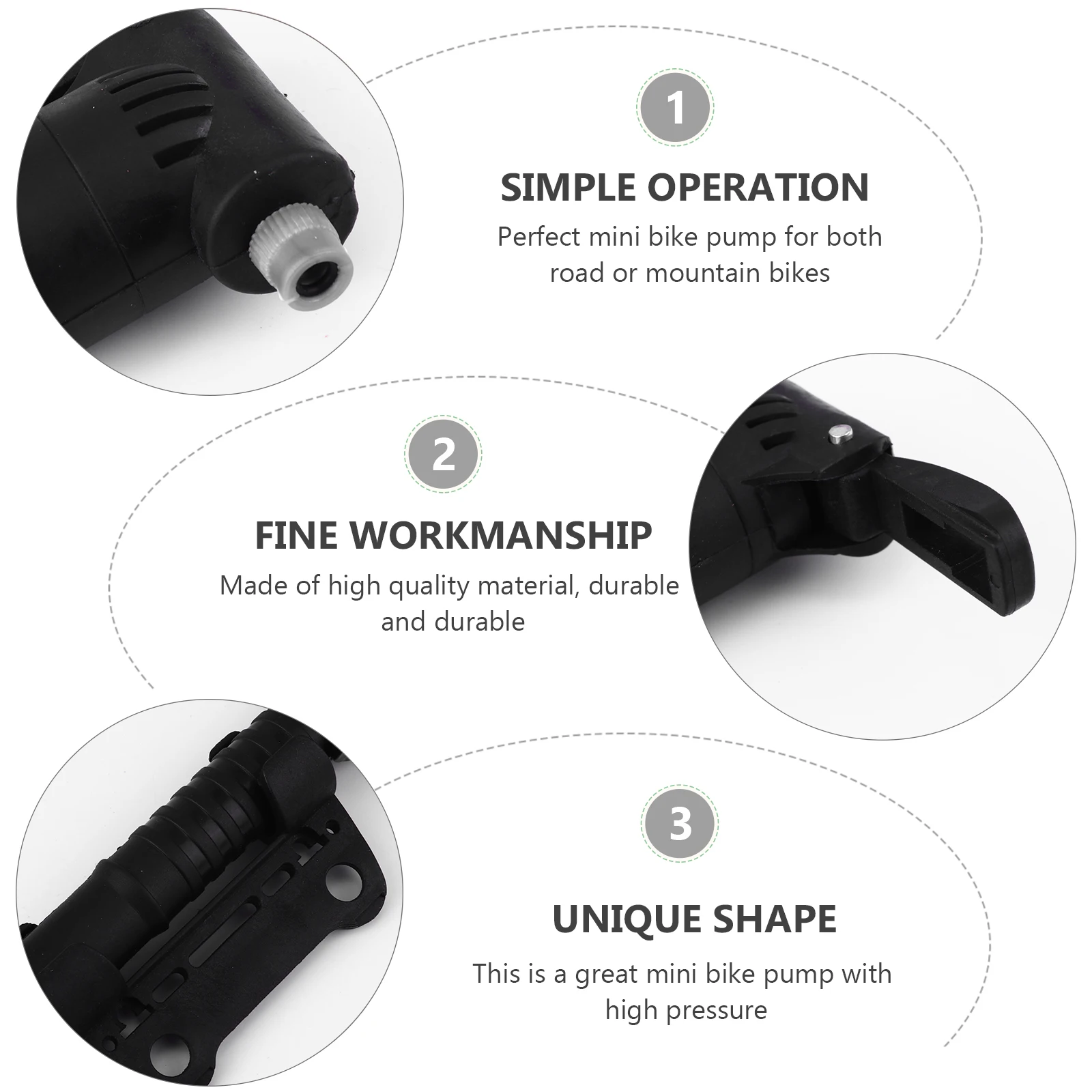 

2pcs Portable High Pressure Bike Pump Mini Tire Inflator For Road Universal Compact Fast Inflation Air Pump For Sports