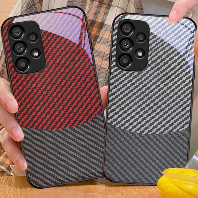 Two tone stripes For Samsung Galaxy S10 20 Plus 21 FE 22 23 24 FE 25 Ultra Black tempered glass phone case hard shell