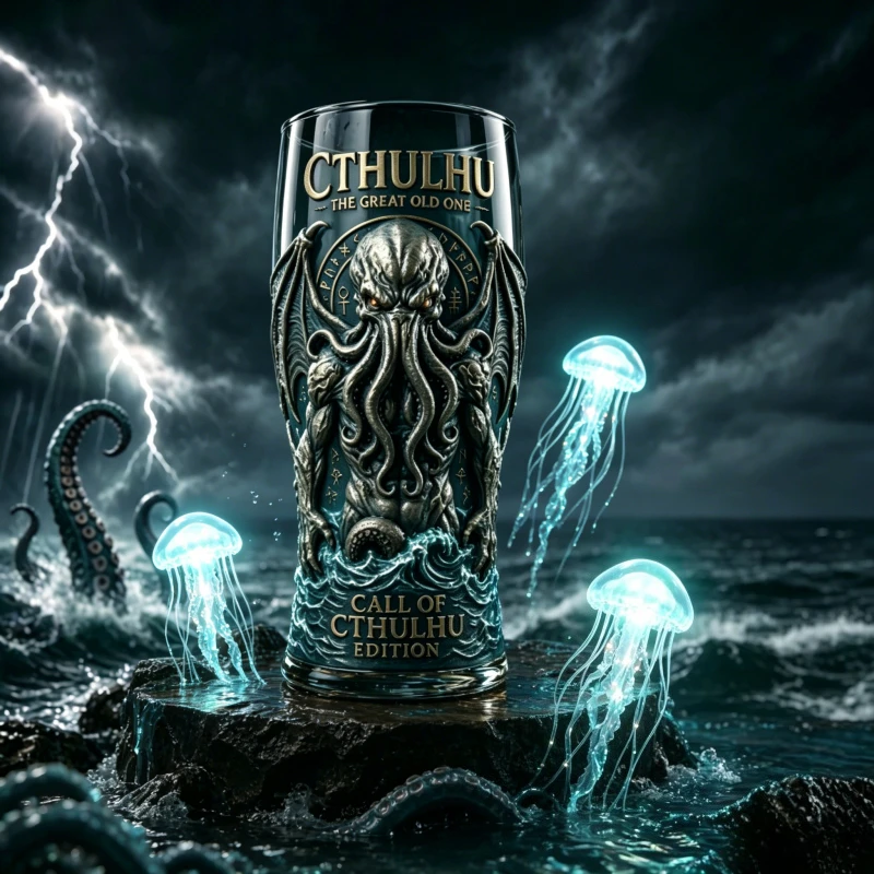 Cthulhu Mythos Octopus Printed Glass Mug, Gothic Horror Whiskey Cocktail Cup, Bar Home Party Beer Water Glassware Decorations