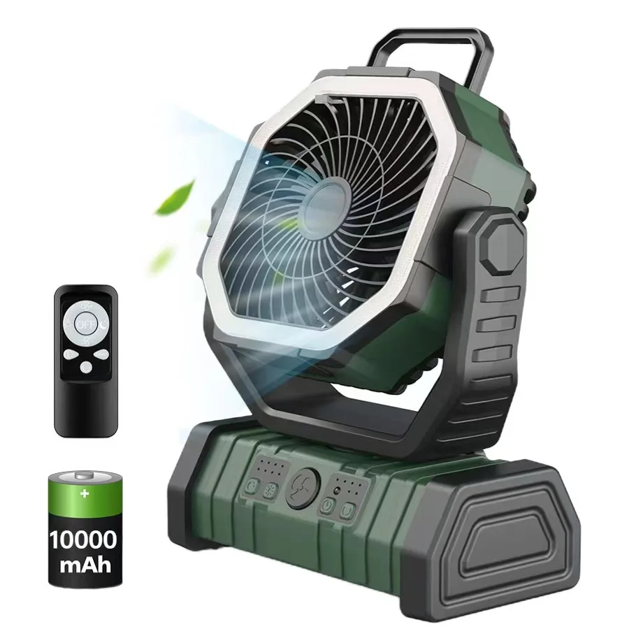 Portable Rechargeable Desk/Camping Fan with LED Light and Hook 20000mAh Battery Operated Fan Outdoor Fan for Tent Car Trip