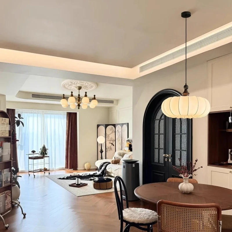 竹スタイルのフレンチレトロヴィンテージベッドルームシャンデリア、木製スタイル、マスターベッドルーム、ダイニングルーム、書斎照明器具