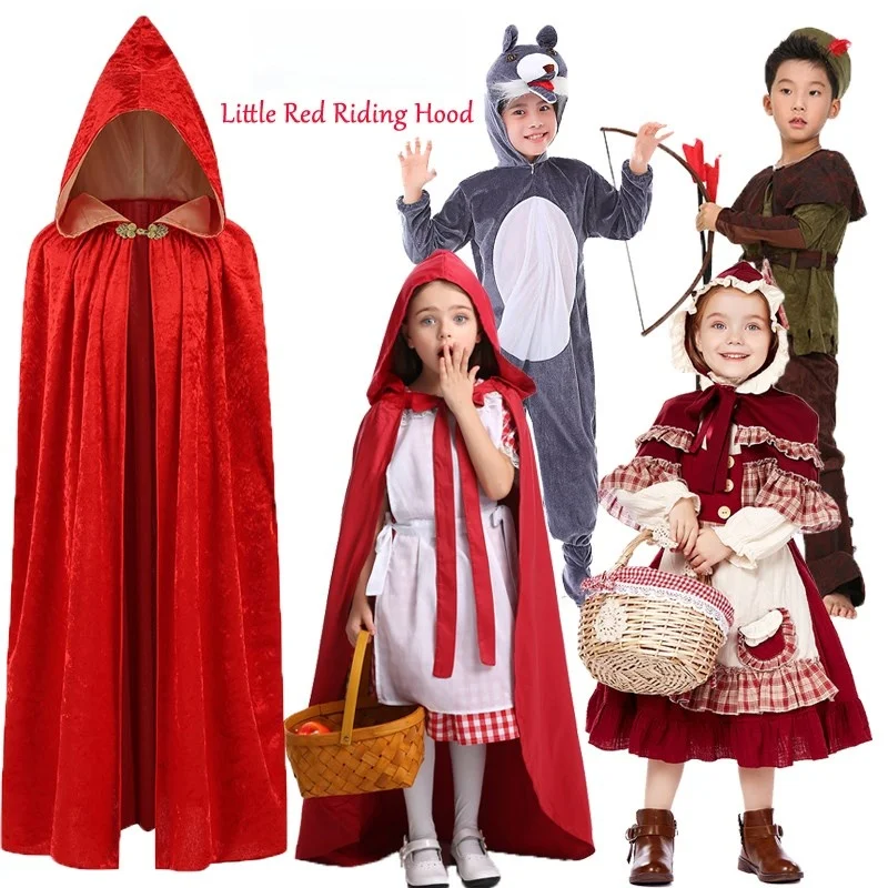 

Halloween Wolf Grandmother Big Red Wolf Costume Stage Performance Little Red Riding Hood Dress up Game Fairy Tale Outfit