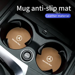 Car Coaster Leather Water Cup Holder Protective Pad For Mercedes Benz A C E Class W201 W210 W108 W204 W124 W177 C180 C200 C260