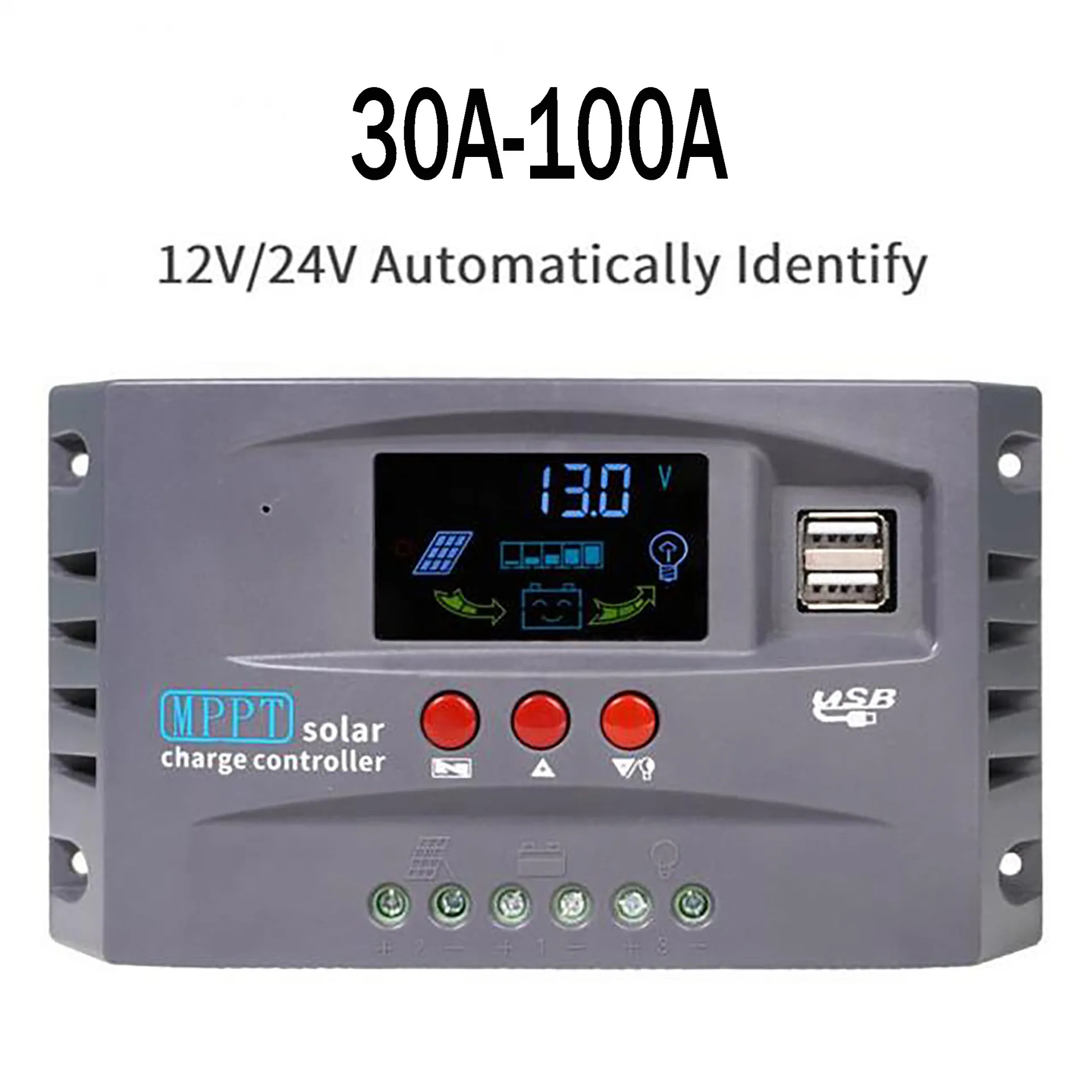 30A-100AMPPT Solar Controller 12V24V Automatic Universal Photovoltaic Panel Charging Control Regulator