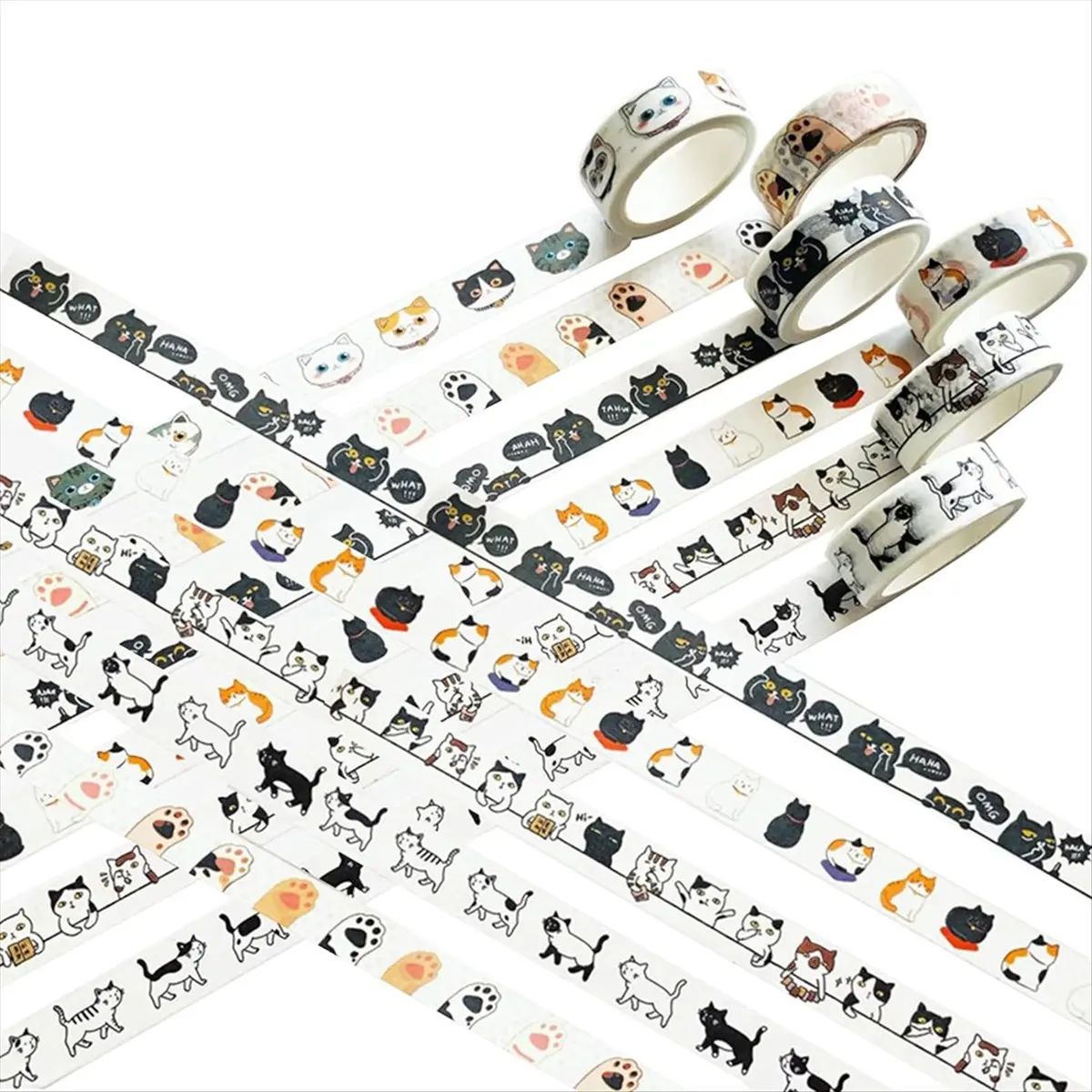 MALL Cat Washi Tape Set - 15 mm Wide Washi Tape, Wide16ft Long/Roll Cute Washi Tape, Scrapbook Supplies, Journaling Supplies