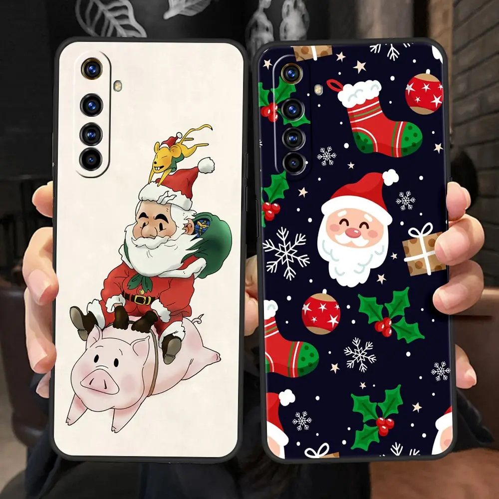 Christmas New Year Phone Case For OPPO Realme 9 8 7 6 GT2 Pro Plus 5G Phone Cover Realme 8i 9i C25 C21 C11 C3 Black Coque Funda